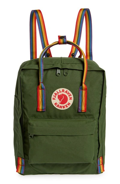 Shop Fjall Raven Kånken Rainbow Water Resistant Backpack In Spruce Green-rainbow Pattern