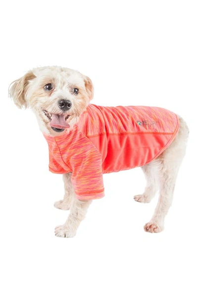 Shop Petkit Pet Life® Active Warf-speed Heathered Tone-on-tone T-shirt In Neon Orange Heather With Pink