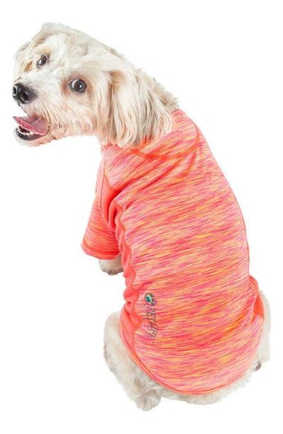 Shop Petkit Pet Life® Active Warf-speed Heathered Tone-on-tone T-shirt In Neon Orange Heather With Pink