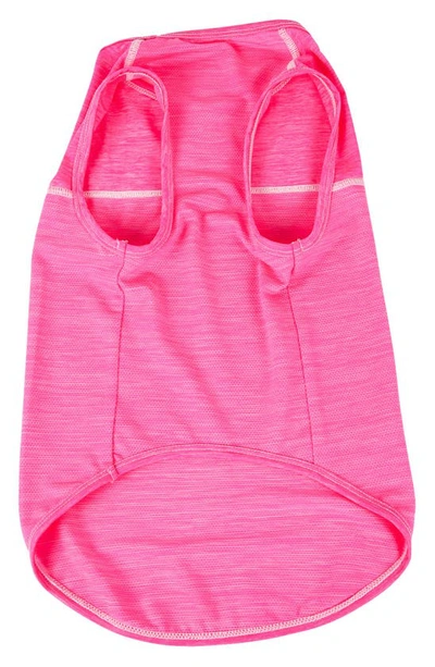 Pet Life Active Aero Pawlse Dog Tank Top In Hot Pink/light Pink