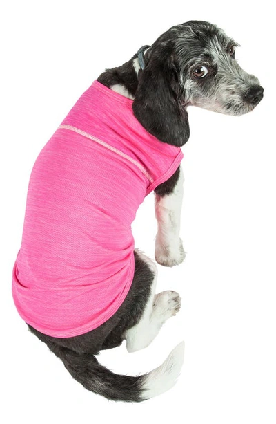 Pet Life Active Aero Pawlse Dog Tank Top In Hot Pink/light Pink