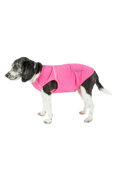 Pet Life Active Aero Pawlse Dog Tank Top In Hot Pink/light Pink