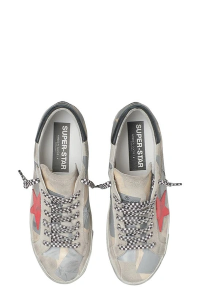 Shop Golden Goose Super-star Patched Low Top Sneaker In Beige Silver/ Ice/ Red/ Black