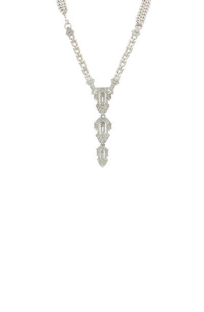 Shop Olivia Welles Abigail Deco Necklace In Silver-clear