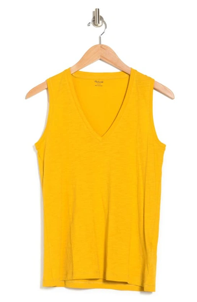 Shop Madewell V-neck Cotton Tank In Nectar Gold