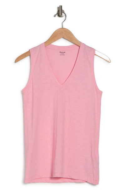 Shop Madewell V-neck Cotton Tank In Candy Pink