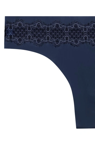 Uwila Warrior Vip Lace Trim Thong In Dress Blue