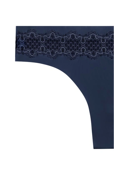 Uwila Warrior Vip Lace Trim Thong In Dress Blue