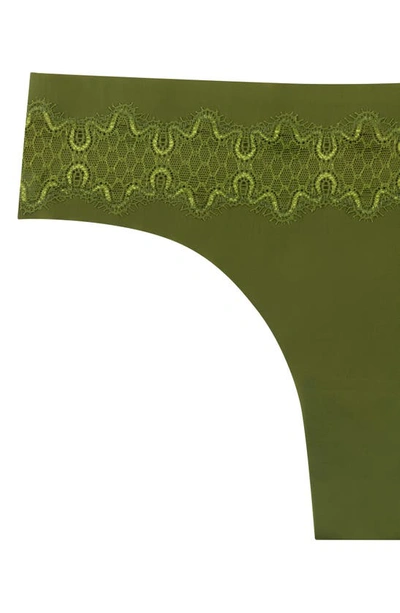 Shop Uwila Warrior Soft Seamless Thong With Lace In Terrarium Moss