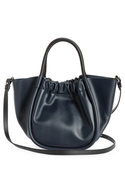 Shop Proenza Schouler Small Ruched Leather Crossbody Tote In Dark Navy