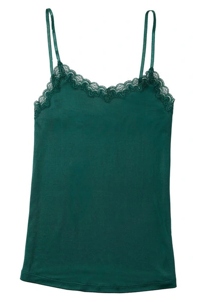 Uwila Warrior Soft Silks Lace-trim Camisole In Smoke Pine
