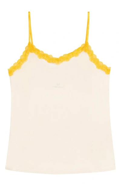 Uwila Warrior Soft Silks Lace-trim Camisole In Winter White With Solar Power