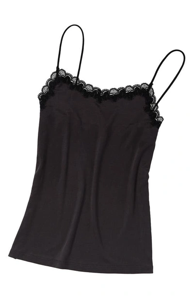 Uwila Warrior Soft Silks Lace-trim Camisole In Shale