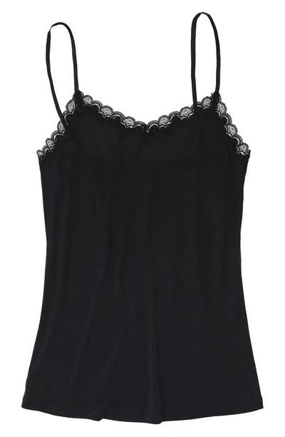 Uwila Warrior Soft Silks Lace-trim Camisole In Tap Shoe Black