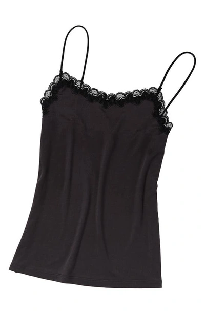 Uwila Warrior Soft Silks Lace-trim Camisole In Shale