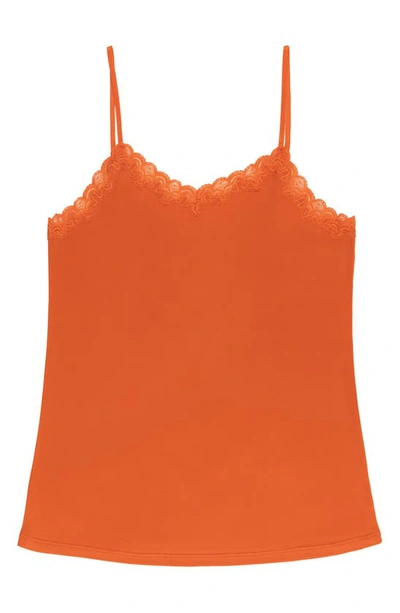 Uwila Warrior Soft Silk Lace Trim Camisole In Spicy Orange