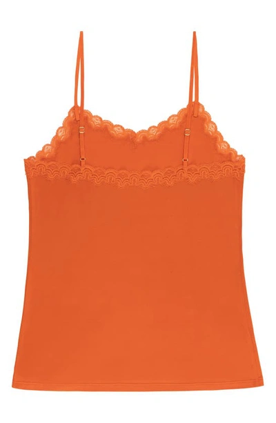 Uwila Warrior Soft Silk Lace Trim Camisole In Spicy Orange