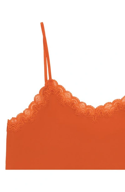 Uwila Warrior Soft Silk Lace Trim Camisole In Spicy Orange