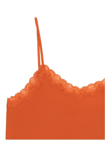 Uwila Warrior Soft Silk Lace Trim Camisole In Spicy Orange