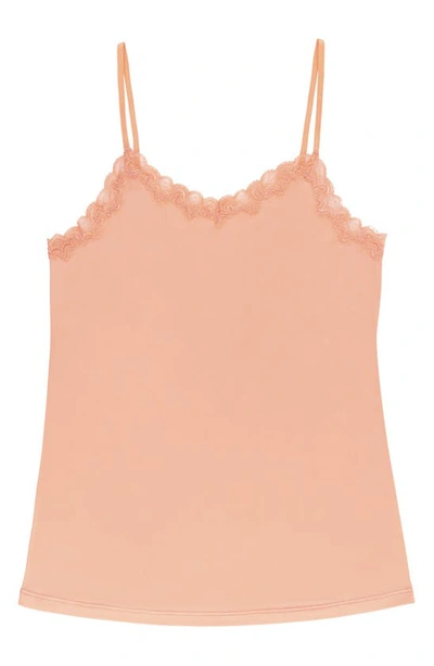 Uwila Warrior Soft Silk Lace Trim Camisole In Papaya Punch