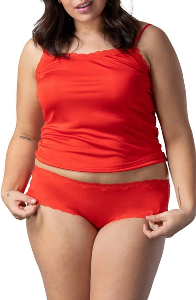 Uwila Warrior Soft Silks Lace-trim Camisole In Fiery Red