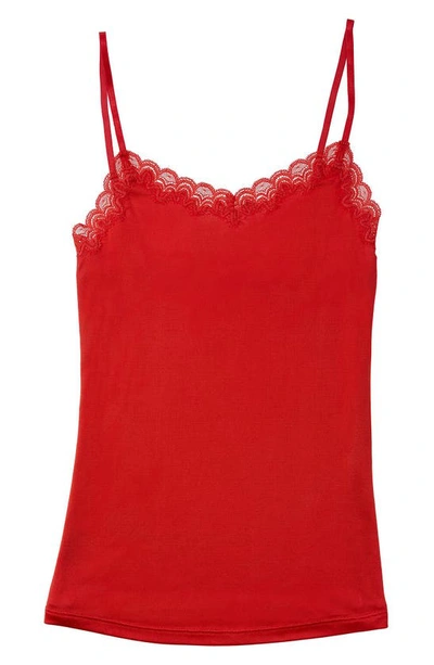 Uwila Warrior Soft Silks Lace-trim Camisole In Fiery Red