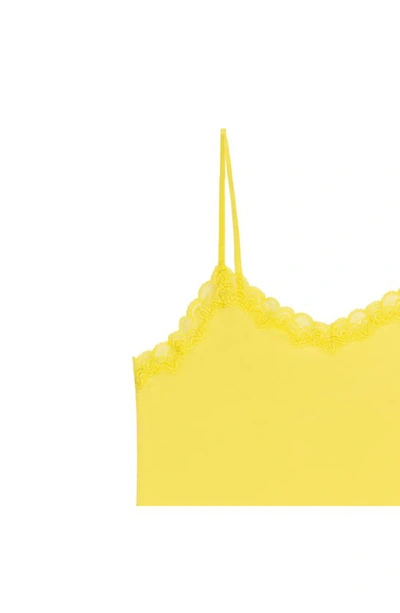 Uwila Warrior Soft Silk Lace Trim Camisole In Lemon Zest
