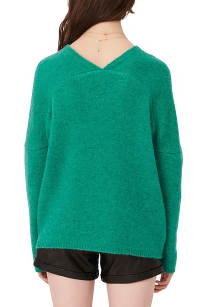 Shop Maje V-neck Sweater In Green