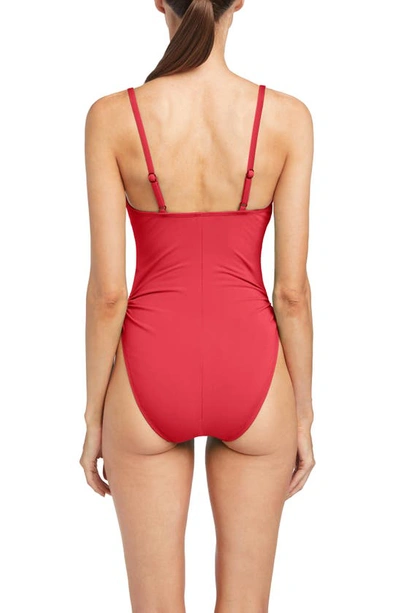 Shop Robin Piccone Aubrey Keyhole One-piece Swimsuit In Poppy