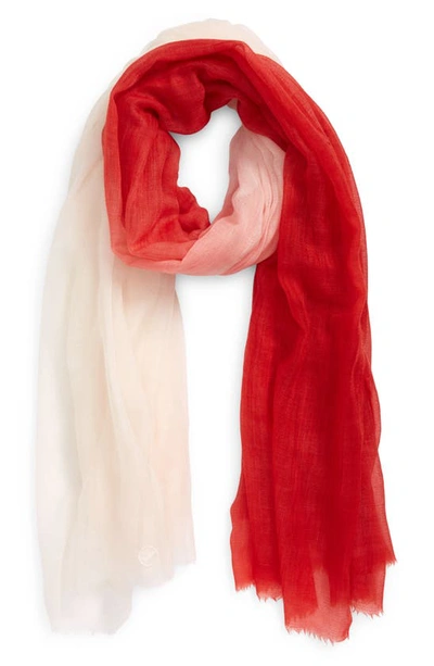 Shop The Row Anju Ombré Cashmere Scarf In Ivory/ Red