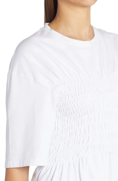 Shop Stella Mccartney Smocked Cotton T-shirt In 9115 Optical White