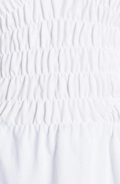 Shop Stella Mccartney Smocked Cotton T-shirt In 9115 Optical White