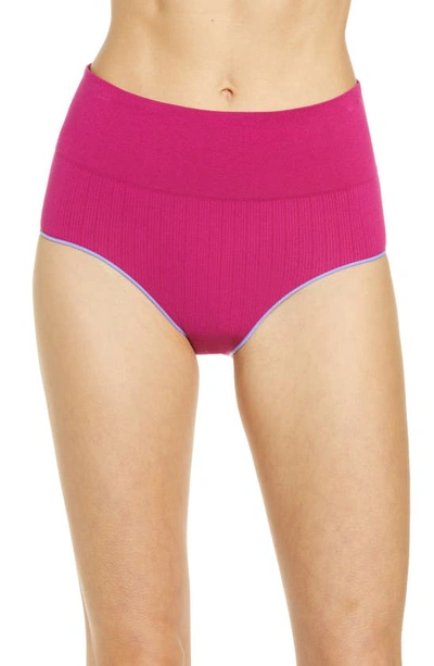 Bombas Seamless Ribbed High Rise Panties In Berry