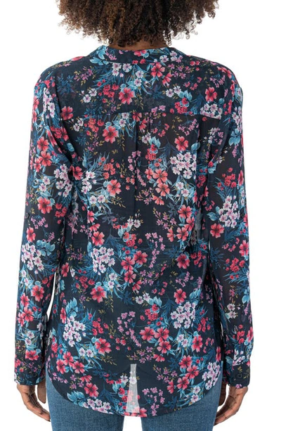 Shop Kut From The Kloth Jasmine Chiffon Button-up Shirt In Strauss Boquet Navy