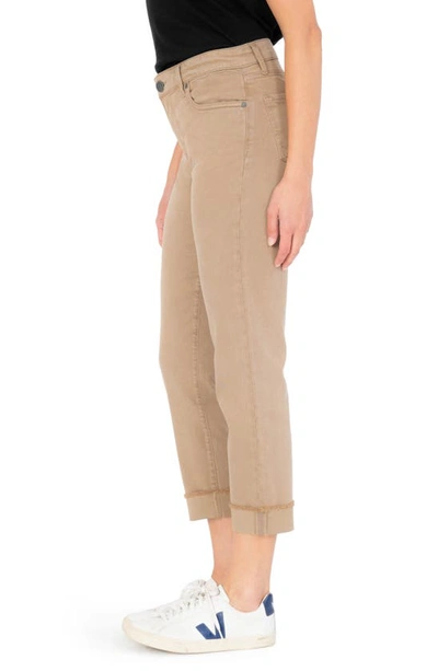 Shop Kut From The Kloth Amy Fray Hem Crop Skinny Jeans In Taupe