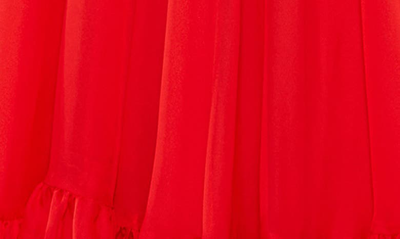 Shop Mac Duggal Rosette Chiffon Cutout Empire Waist Gown In Red