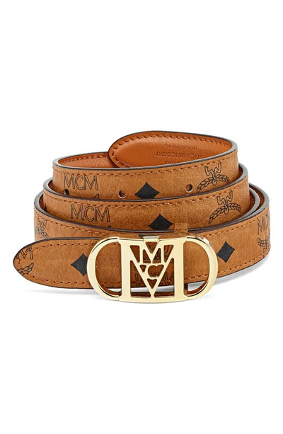 Shop Mcm Mode Mena Reversible Leather Belt In Cognac
