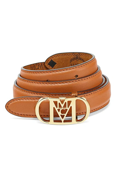 Shop Mcm Mode Mena Reversible Leather Belt In Cognac