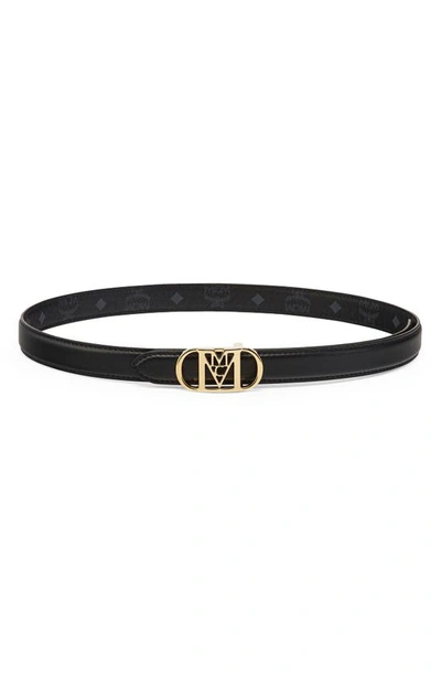 Shop Mcm Mode Mena Reversible Leather Belt In Black