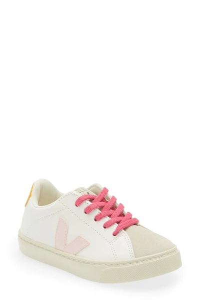 Shop Veja Small Lace-up Esplar Sneaker In Extra White Petale Ouro