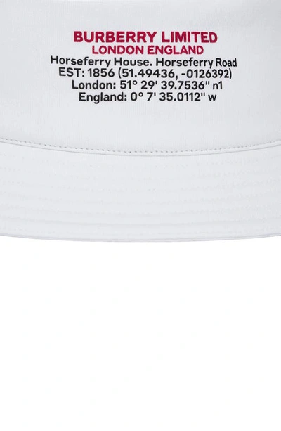 Shop Burberry Location Print Bucket Hat In White / Black Logo