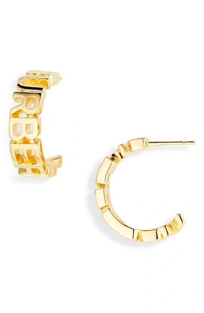 Shop Burberry Logo Hoop Earrings In Light Gold