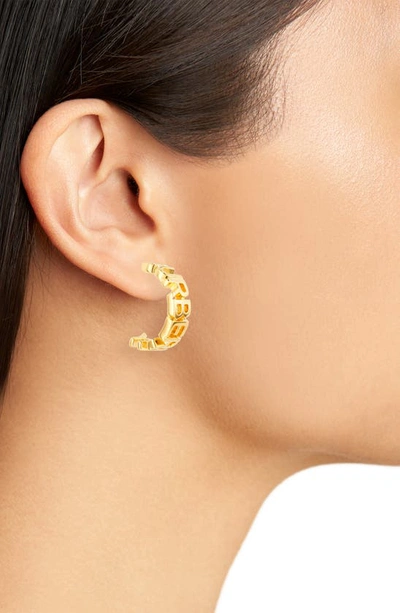 Shop Burberry Logo Hoop Earrings In Light Gold