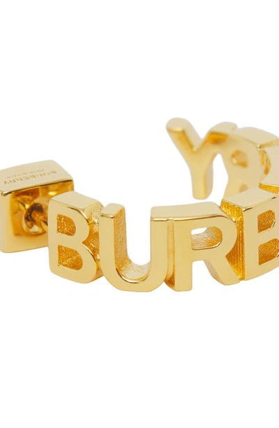 Shop Burberry Logo Hoop Earrings In Light Gold