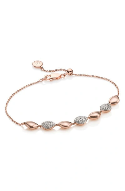 Shop Monica Vinader Nura Teardrop Diamond Bracelet In Rose Gold/ Diamond