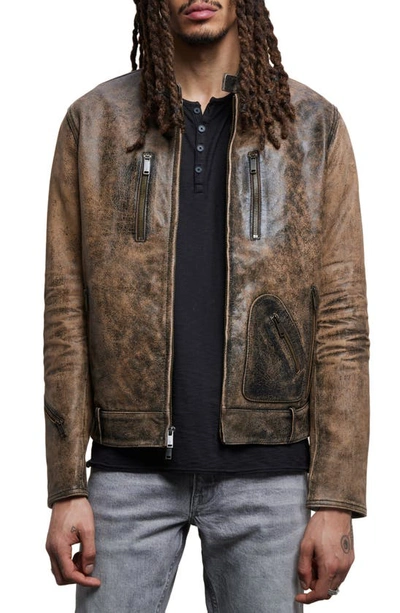 John Varvatos Slim Fit Concealed Zip Leather Jacket In Plum Wood | ModeSens