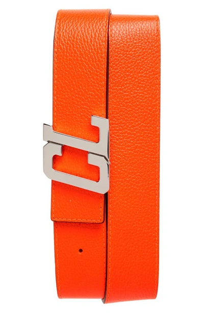 Shop Christian Louboutin Happy Rui Logo Buckle Leather Belt In Sunrise/ Loubi/ Silver