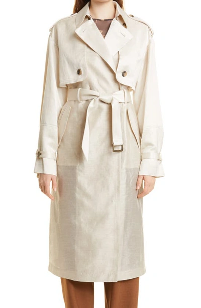 Ted Baker Saila Patchwork Linen-blend And Woven Trench Coat In Natural |  ModeSens