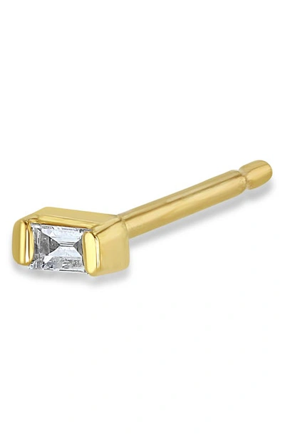 Shop Zoë Chicco White Diamond Baguette Stud Earring In 14k Yellow Gold