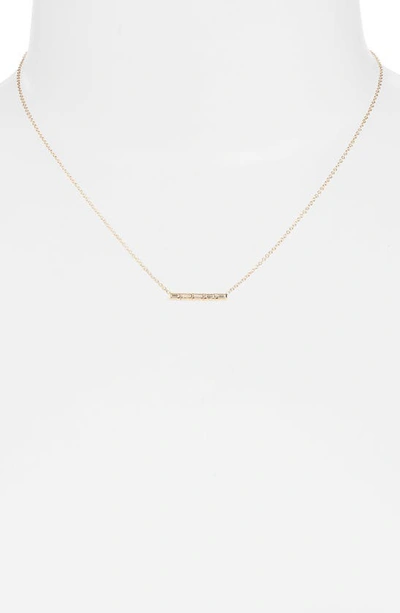 Shop Zoë Chicco Baguette Diamond Bar Pendant Necklace In 14k Yellow Gold